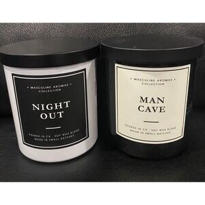 (2x LOT)  LEOBEN CO RARE HTF NIGHT OUT + Man Cave Candle Vegan Soy Wax Blend 9oz